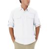 WULFUL Men’s Sun Protection Fishing Shirts UPF 50+ UV Lightweight Quick Dry Cooling Button Down Shirts for Work Hiking Safari(White)