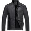 WULFUL Men’s Vintage Stand Collar Leather Jacket Motorcycle PU Jacket and Coat(Black(0045))