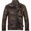 WULFUL Men’s Vintage Stand Collar Leather Jacket Motorcycle PU Jacket and Coat(Brown 1)