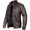 WULFUL Men’s Vintage Stand Collar Leather Jacket Motorcycle PU Jacket and Coat(Brown 2)