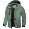 WULFUL Men’s Waterproof Ski Jacket Warm Winter Coats Windproof Winter Jackets for Men Fleece Lined Windbreaker with Hood(Army Green)