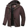 WULFUL Men’s Waterproof Ski Jacket Warm Winter Coats Windproof Winter Jackets for Men Fleece Lined Windbreaker with Hood(Coffee)