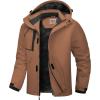 WULFUL Men’s Waterproof Ski Jacket Warm Winter Coats Windproof Winter Jackets for Men Fleece Lined Windbreaker with Hood(Dark Brown)