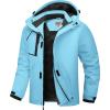 WULFUL Men’s Waterproof Ski Jacket Warm Winter Coats Windproof Winter Jackets for Men Fleece Lined Windbreaker with Hood(Lake Blue)