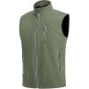 WULFUL Men’s Windproof Lightweight Golf Vest Outerwear with Pockets, Softshell Sleeveless Jacket for Travel Hiking Running(Army Green)