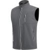 WULFUL Men’s Windproof Lightweight Golf Vest Outerwear with Pockets, Softshell Sleeveless Jacket for Travel Hiking Running(Dark Grey)
