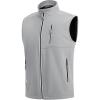 WULFUL Men’s Windproof Lightweight Golf Vest Outerwear with Pockets, Softshell Sleeveless Jacket for Travel Hiking Running(Light Grey)
