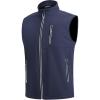 WULFUL Men’s Windproof Lightweight Golf Vest Outerwear with Pockets, Softshell Sleeveless Jacket for Travel Hiking Running(Navy)