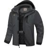 WULFUL Men’s Winter Coats Waterproof Ski Jacket Warm Windproof Winter Windbreaker Jackets for Men with Hood(Solid Dark Grey-0047)