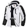 WULFUL Men’s Winter Coats Waterproof Ski Jacket Warm Windproof Winter Windbreaker Jackets for Men with Hood(White-0047)