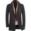 WULFUL Men’s Wool Blend Winter Coat Slim Fit Short Trenchcoat Warm Business Jacket with Detachable Soft Wool Scarf(Black 01)