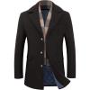 WULFUL Men’s Wool Blend Winter Coat Slim Fit Short Trenchcoat Warm Business Jacket with Detachable Soft Wool Scarf(Black 02)