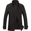 WULFUL Men’s Wool Blend Winter Coat Slim Fit Short Trenchcoat Warm Business Jacket with Detachable Soft Wool Scarf(Black037)