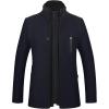 WULFUL Men’s Wool Blend Winter Coat Slim Fit Short Trenchcoat Warm Business Jacket with Detachable Soft Wool Scarf(Black(1718))