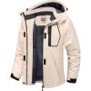 WULFUL Women’s Waterproof Ski Jacket Warm Winter Coats Windproof Winter Jackets for Women Fleece Lined Windbreaker with Hood(Beige)