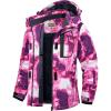 WULFUL Women’s Waterproof Ski Jacket Warm Winter Coats Windproof Winter Jackets for Women Fleece Lined Windbreaker with Hood(Digital Printing-03)