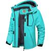 WULFUL Women’s Waterproof Ski Jacket Warm Winter Coats Windproof Winter Jackets for Women Fleece Lined Windbreaker with Hood(Light Blue)