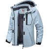 WULFUL Women’s Waterproof Ski Jacket Warm Winter Coats Windproof Winter Jackets for Women Fleece Lined Windbreaker with Hood(Light Blue New)