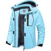 WULFUL Women’s Waterproof Ski Jacket Warm Winter Coats Windproof Winter Jackets for Women Fleece Lined Windbreaker with Hood(Light Blue-new)
