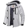 WULFUL Women’s Waterproof Ski Jacket Warm Winter Coats Windproof Winter Jackets for Women Fleece Lined Windbreaker with Hood(Light Grey)