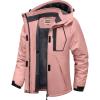 WULFUL Women’s Waterproof Ski Jacket Warm Winter Coats Windproof Winter Jackets for Women Fleece Lined Windbreaker with Hood(Pink)