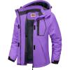 WULFUL Women’s Waterproof Ski Jacket Warm Winter Coats Windproof Winter Jackets for Women Fleece Lined Windbreaker with Hood(Purple)