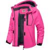 WULFUL Women’s Waterproof Ski Jacket Warm Winter Coats Windproof Winter Jackets for Women Fleece Lined Windbreaker with Hood(Rose Red)