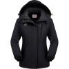 WULFUL Women’s Waterproof Snow Ski Jacket Mountain Windproof Winter Coat with Detachable Hood(Black)