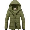 WULFUL Women’s Winter Coats Lightweight Warm Thicken Puffer Jacket Waterproof Quilted Winter Jackets with Removable Hood(Army Green)