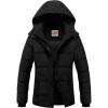 WULFUL Women’s Winter Coats Lightweight Warm Thicken Puffer Jacket Waterproof Quilted Winter Jackets with Removable Hood(Black)