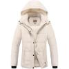 WULFUL Women’s Winter Coats Lightweight Warm Thicken Puffer Jacket Waterproof Quilted Winter Jackets with Removable Hood(Khaki)