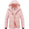 WULFUL Women’s Winter Coats Lightweight Warm Thicken Puffer Jacket Waterproof Quilted Winter Jackets with Removable Hood(Pink)