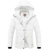 WULFUL Women’s Winter Coats Lightweight Warm Thicken Puffer Jacket Waterproof Quilted Winter Jackets with Removable Hood(White)