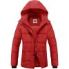 WULFUL Women’s Winter Coats Lightweight Warm Thicken Puffer Jacket Waterproof Quilted Winter Jackets with Removable Hood(Wine Red)