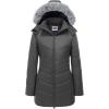 WULFUL Women’s Winter Coats Long Warm Thicken Puffer Jackets Outwear With Removable Fur Hood(Dark Grey)