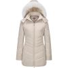 WULFUL Women’s Winter Coats Long Warm Thicken Puffer Jackets Outwear With Removable Fur Hood(Khaki)
