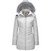 WULFUL Women’s Winter Coats Long Warm Thicken Puffer Jackets Outwear With Removable Fur Hood(Light Grey)