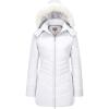 WULFUL Women’s Winter Coats Long Warm Thicken Puffer Jackets Outwear With Removable Fur Hood(White)