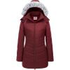 WULFUL Women’s Winter Coats Long Warm Thicken Puffer Jackets Outwear With Removable Fur Hood(Wine Red)