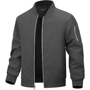 WULFUL Boy’s Bomber Jackets Kids Spring Fall Zip Up Varsity Windbreak Jackets(Dark Grey)