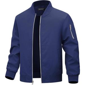 WULFUL Boy’s Bomber Jackets Kids Spring Fall Zip Up Varsity Windbreak Jackets(Navy)