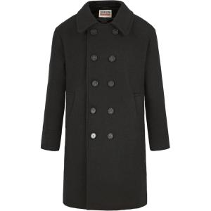 WULFUL Boys Double Breasted Wool Trench Coat Winter Pea Coat(Black)