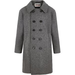 WULFUL Boys Double Breasted Wool Trench Coat Winter Pea Coat(Grey)