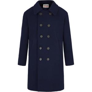 WULFUL Boys Double Breasted Wool Trench Coat Winter Pea Coat(Navy)