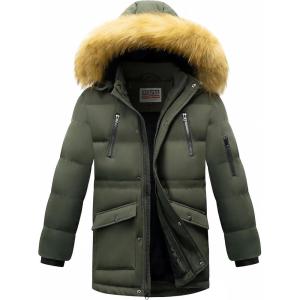 WULFUL Boy’s Winter Coat Waterproof Fleece Lined Parka Jackets Kids Hooded Puffer Outerwear(Army Green)
