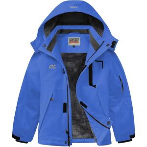 WULFUL Boy’s Winter Waterproof Ski Coat Kids Thick Fleece Snow Jacket Outdoor Windproof Coat(Blue)