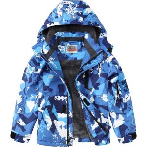 WULFUL Boy’s Winter Waterproof Ski Coat Kids Thick Fleece Snow Jacket Outdoor Windproof Coat(Snowflake)