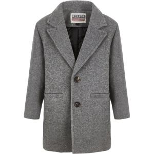 WULFUL Boys Wool Coat Single Breasted Trench Coat Winter Pea Coat(Grey)