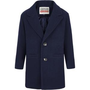 WULFUL Boys Wool Coat Single Breasted Trench Coat Winter Pea Coat(Navy)