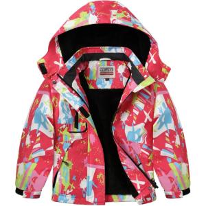 WULFUL Girl’s Waterproof Ski Jacket Warm Fleece Hooded Winter Snow Coat(Multicolor)